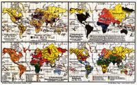 Bevlkerung. II. (Karten) Volksdichte auf der Erde. Verbreitung der Menschenrassen nach C. H. Stratz. Verbreitung der Menschenrassen u. Sprachen nach F. Mller u. O. Peschel. Verbreitung der Religionen auf der Erde.