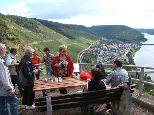 Rast bei einer Wanderung durch die Weinberge im Frauenberg