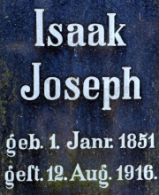 Grabmal Isaak Joseph (geb. 1. Januar 1851, gest. 12. August 1916 in Pforzheim), Tafel .jpg