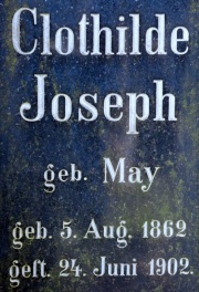 Grabmal Clothilde Joseph (geb. May) (geb. 5. August 1862, gest. 24. Juni 1902 in Pforzheim), Tafel .jpg