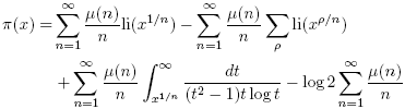 An exact formula for π(x)