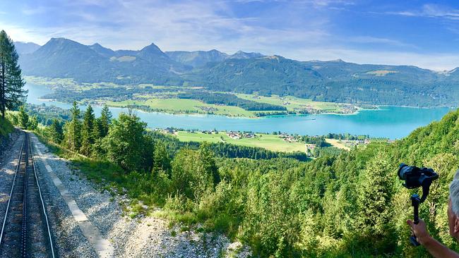 Panorama vom Schafberg, Gleise der Schafbergbahn