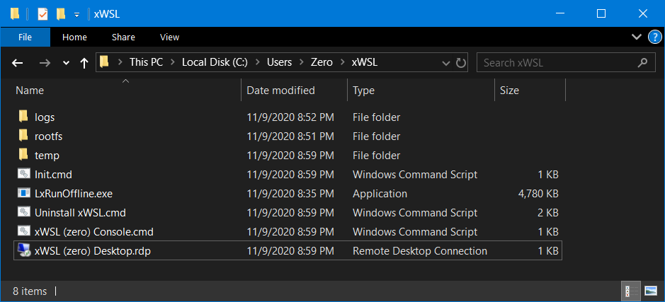 xWSL Install Folder