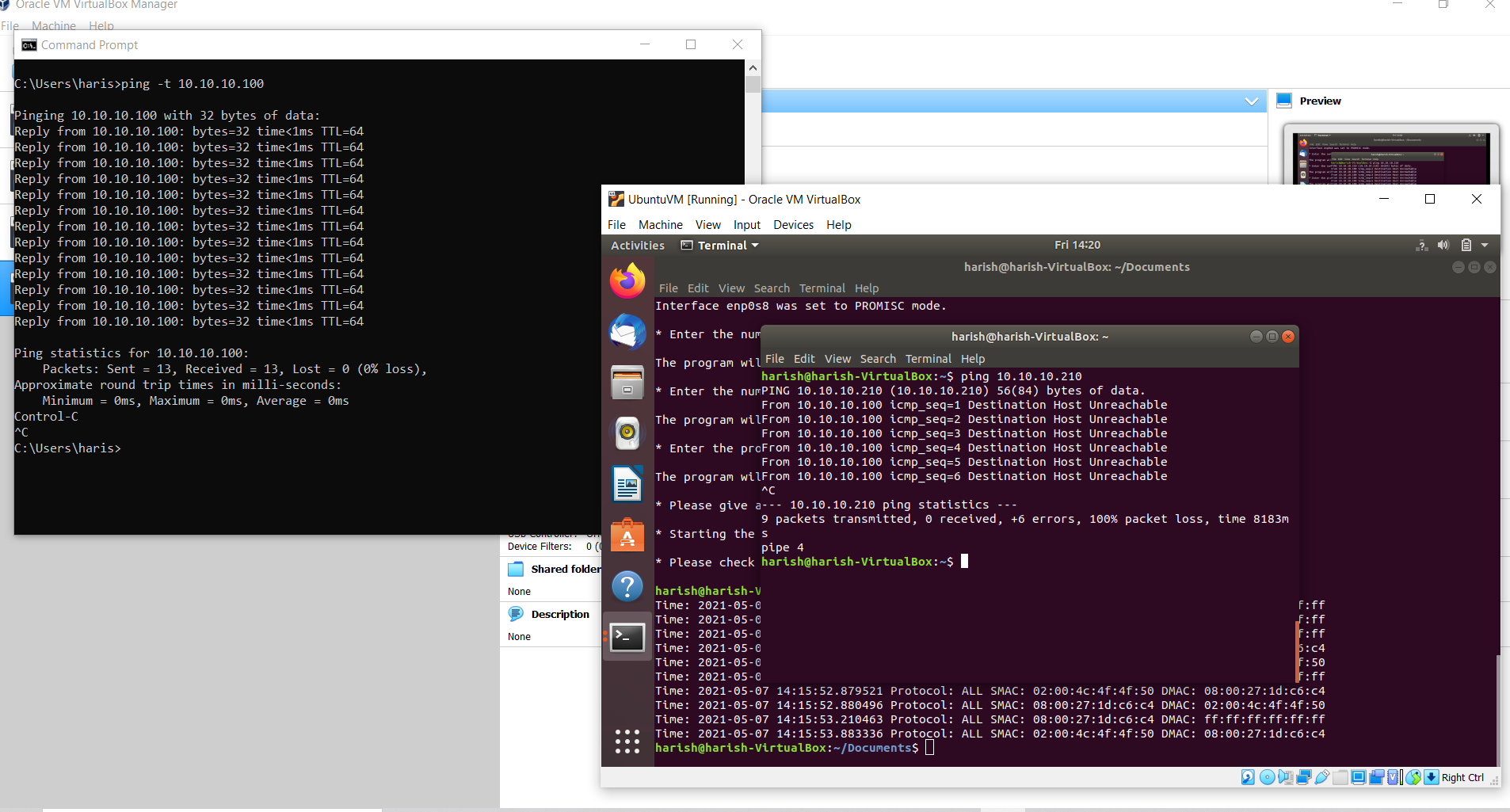 Generating ICMP and ARP packets