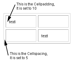 the difference between cellpadding and cellspacing