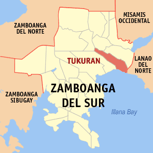 Mapa han Zamboanga del Sur nga nagpapakita kon hain nahamutangan an Tukuran