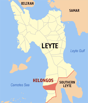 Mapa han Leyte nga nagpapakita kon hain nahamutangan an Hilongos