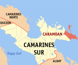 Mapa sa Camarines Sur nga nagapakita kon asa nahamutangan ang Caramoan