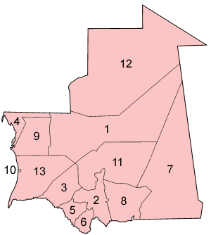 Peta pamérangan administratif Mauritania