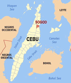 Mapa han Sugbo nga nagpapakita kon hain nahamutangan an Sogod