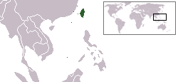 A map depicting a relatively small island in East Asia.