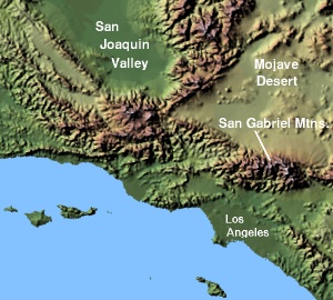 Lage der San Gabriel Mountains in Kalifornien