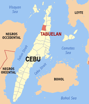 Mapa han Sugbo nga nagpapakita kon hain nahamutangan an Tabuelan