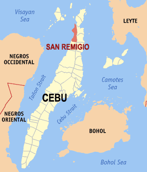 Mapa han Sugbo nga nagpapakita kon hain nahamutangan an San Remigio