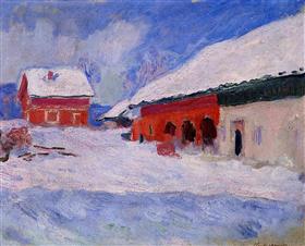 File:Monet - red-houses-at-bjornegaard-in-the-snow-norway.jpg