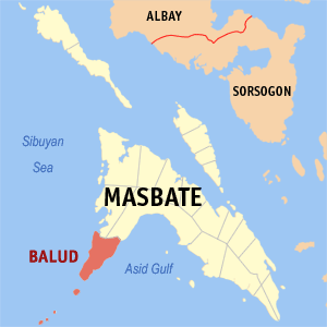 Mapa san Masbate nga nagpapakita kon hain nahamutang an Balud