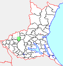 明野町の県内位置図