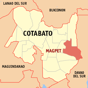 Mapa han Cotabato nga nagpapakita kon hain nahamutang an Magpet