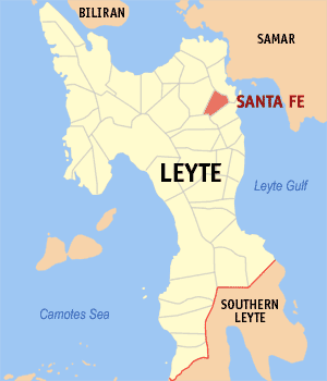 Mapa han Leyte nga nagpapakita kon hain an Santa Fe