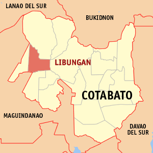 Mapa han Cotabato nga nagpapakita kon hain nahamutang an Libungan