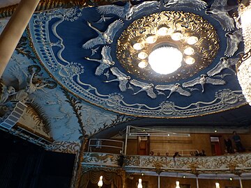 High-relief of swans and statues in the interior of Aarhus Theatre, Denmark, by Karl Hansen Reistrup (1897–1900)