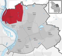 Lage des Stadtteils Flittard im Stadtbezirk Köln-Mülheim