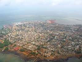 Luchtfoto van Conakry (2005)