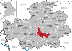 Läget för Ipsheim i Landkreis Neustadt an der Aisch-Bad Windsheim