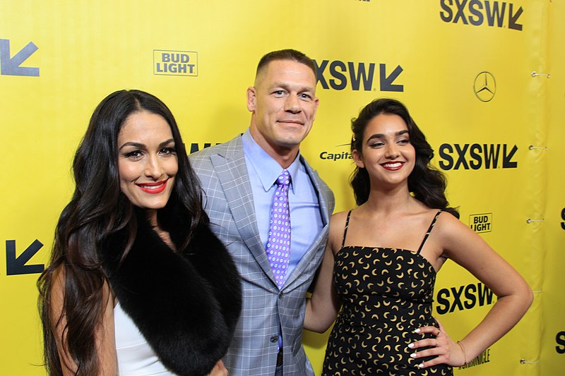 File:John Cena, Nikki Bella and Geraldine Viswanathan at SXSW Red Carpet premiere of BLOCKERS (26876927368).jpg