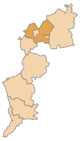 Distriktets läge i Burgenland