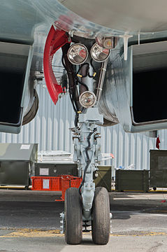 Sukhoi Su-35S front landing gear.