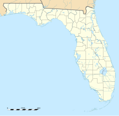 Mapa konturowa Florydy, blisko prawej krawiędzi na dole znajduje się punkt z opisem „Coconut Creek”