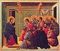 Image 21Jesus' Farewell Discourse to his eleven remaining disciples after the Last Supper, from the Maestà by Duccio (from Jesus in Christianity)