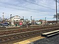 Station with downtown in background