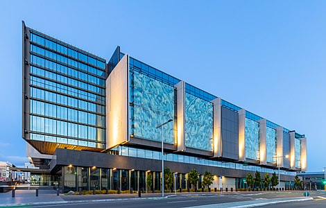 Law Courts during blue hour, Christchurch, New Zealand