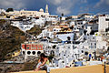 Panoramic view of the Catholic quarter of Fira, Fira, Santorini island (Thira), Greece