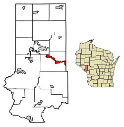 Location of Blair in Trempealeau County, Wisconsin.