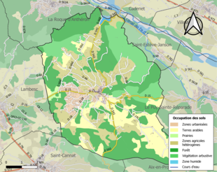 Carte en couleurs présentant l'occupation des sols.