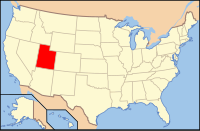 Map of the United States highlighting Utah