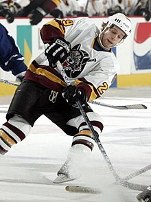 Photographie couleur d'un joueur de hockey sur glace