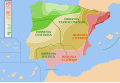 Image 27Map of Spain and Portugal showing the conquest of Hispania from 220 B.C. to 19 B.C. and provincial borders. It is based on other maps; the territorial advances and provincial borders are illustrative. (from History of Portugal)