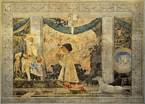 Sigismond Malatesta priant saint Sigismond, fresque de Piero della Francesca.