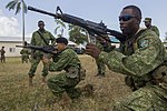 EMR camouflage wearing Belize Defence Force soldiers training with USMC trainers