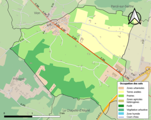 Carte en couleurs présentant l'occupation des sols.