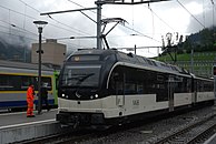 Be 4/4 9202 der MOB im Bahnhof Zweisimmen