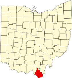 Karte von Lawrence County innerhalb von Ohio