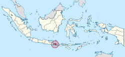 Location of Bali in Indonesia (shown in green)