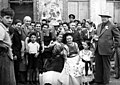 Frida Kahlo, Diego Rivera, Aurora Reyes, Concha Michel and other personalities at the inauguration of the murals in Pulquería La Rosita in Coyoacán, 1943