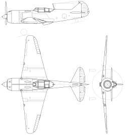 A La–7 háromnézeti rajza