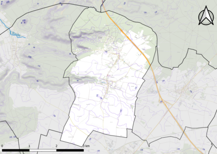 Carte montrant en couleurs le relief d'une commune